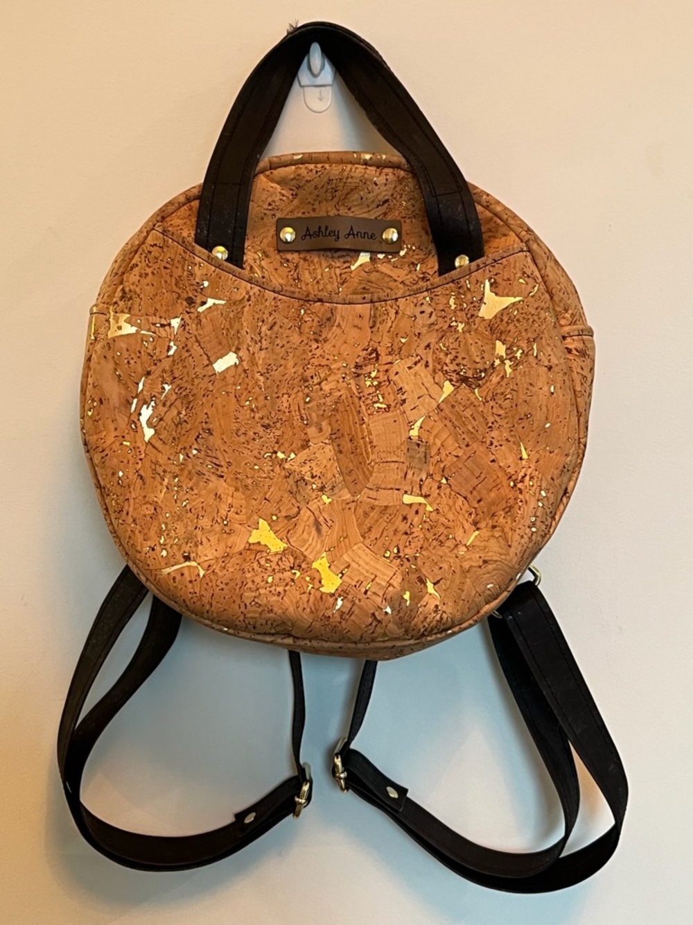 Unique soft cork purse with gold specks